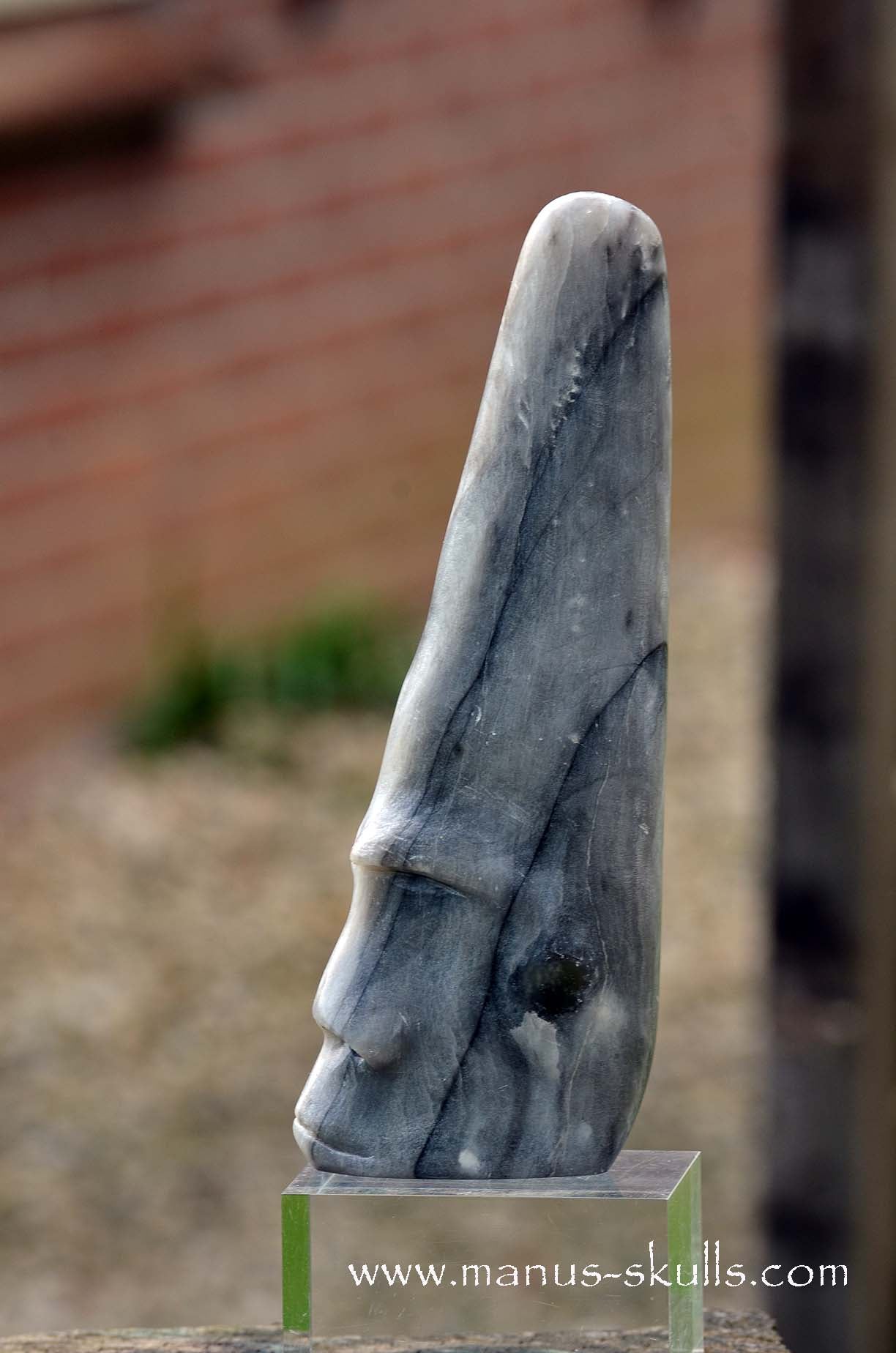 Hairless Grey Steatite Tribal Skull #044