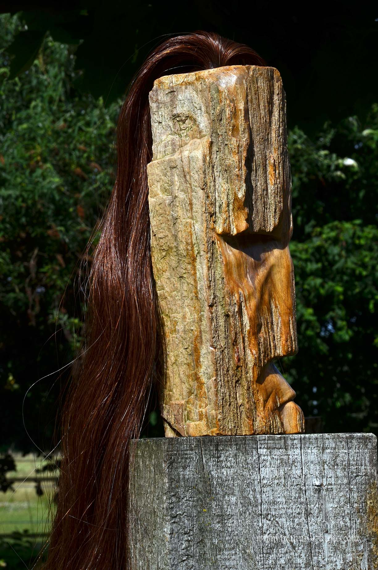 Large Petrified Wood Tribal Statue #063