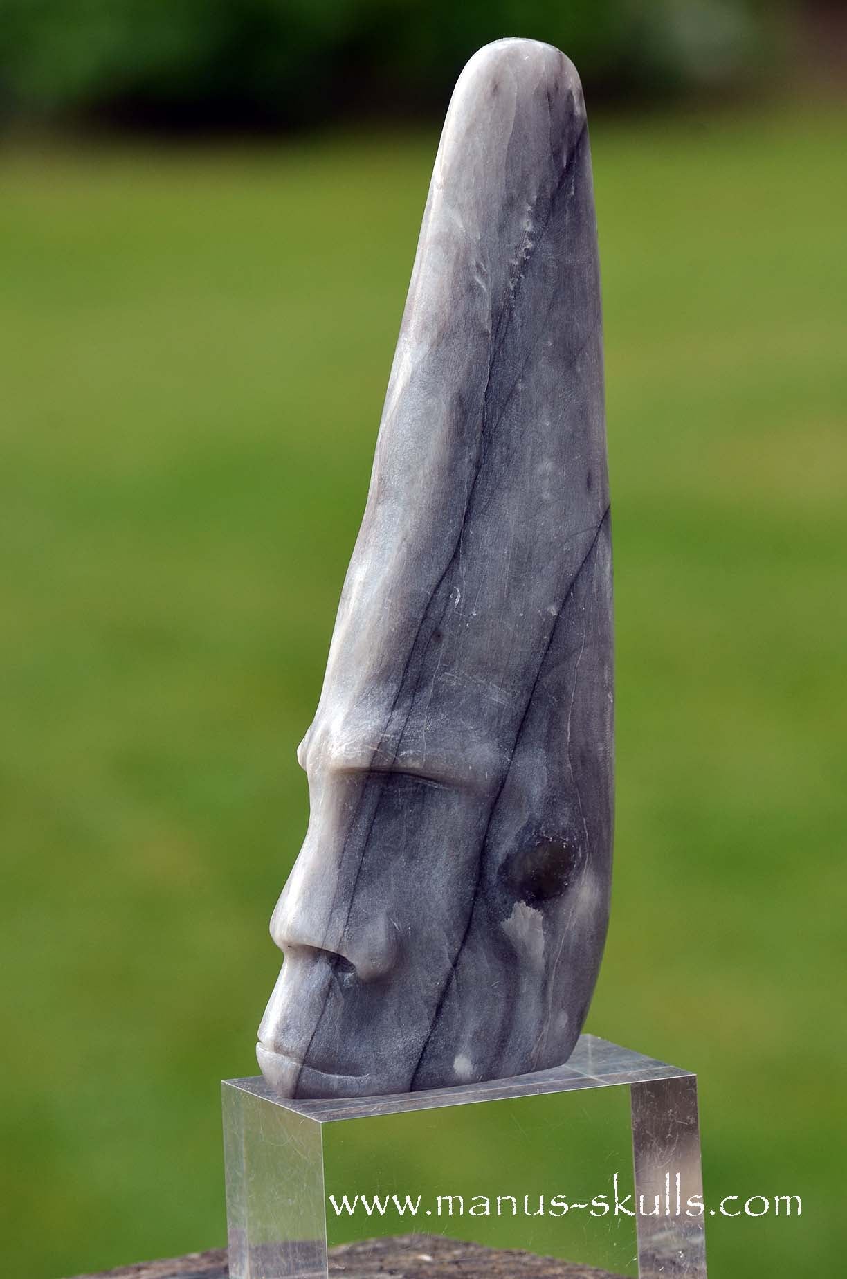 Hairless Grey Steatite Tribal Skull #044