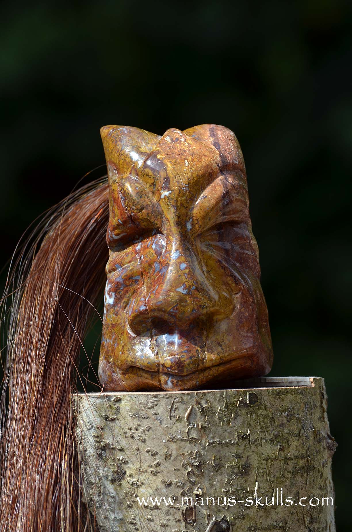 Manus skulls unique Crystal Carvings handmade skulls dragons pendants preseli bluestone tribals spiritual meaning wand Unicorn .. petrified palm wood