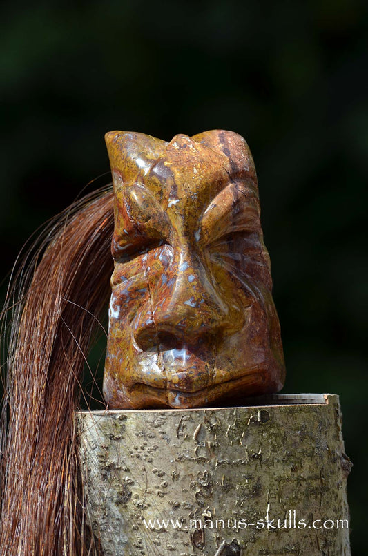 Manus skulls unique Crystal Carvings handmade skulls dragons pendants preseli bluestone tribals spiritual meaning wand Unicorn .. petrified palm wood