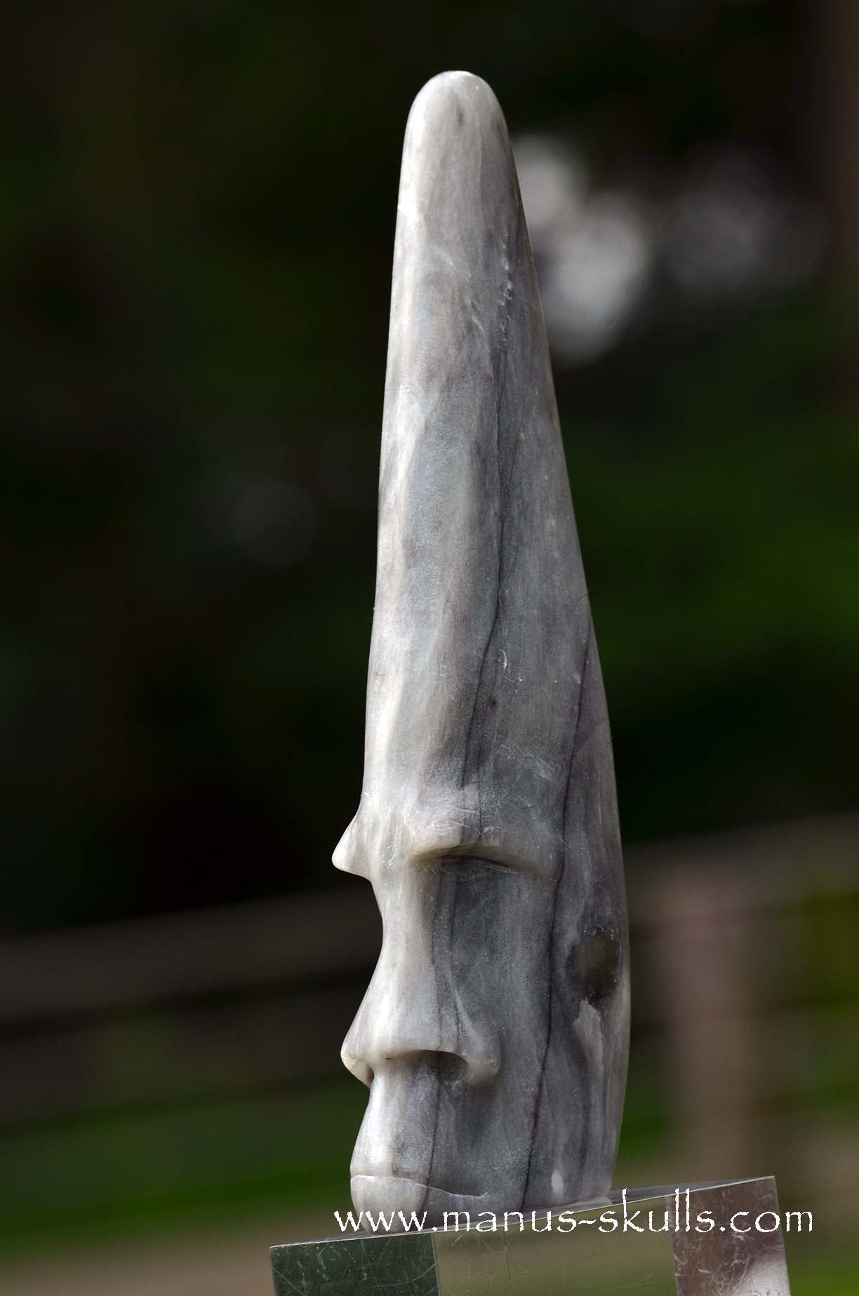 Hairless Grey Steatite Tribal Skull #044