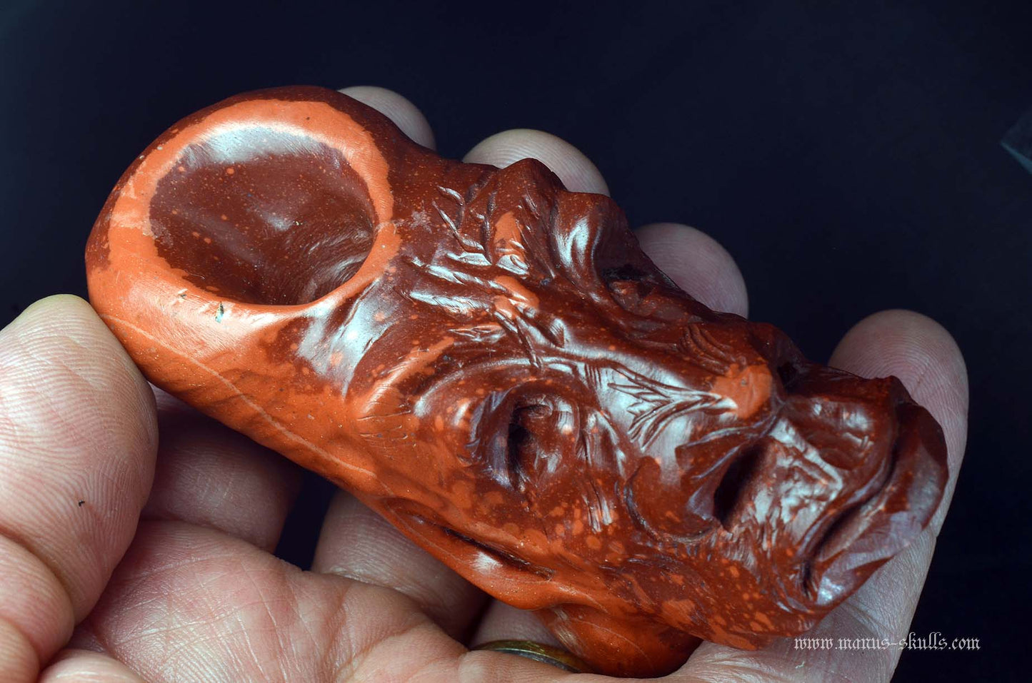 Catlinite Tribal Pipe Head Skull .......
