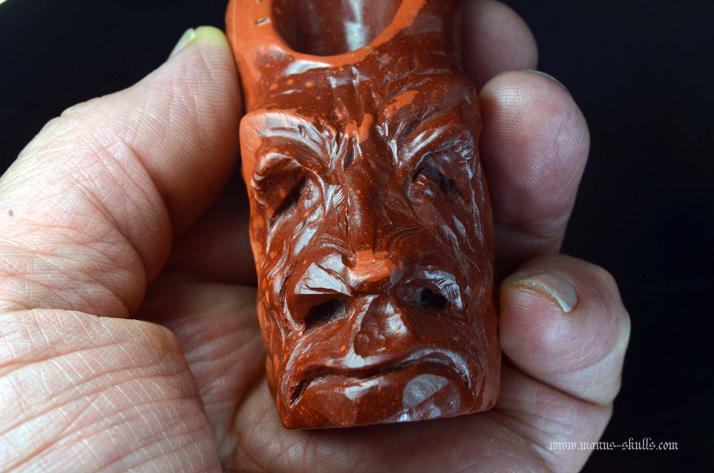 Catlinite Tribal Pipe Head Skull .......