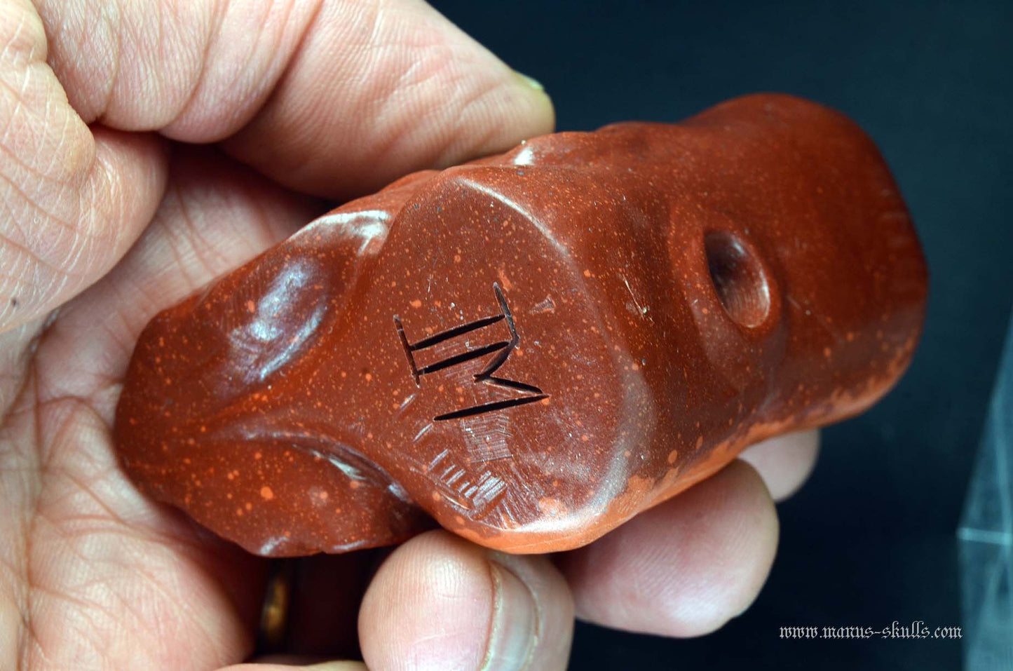 Catlinite Tribal Pipe Head Skull .......