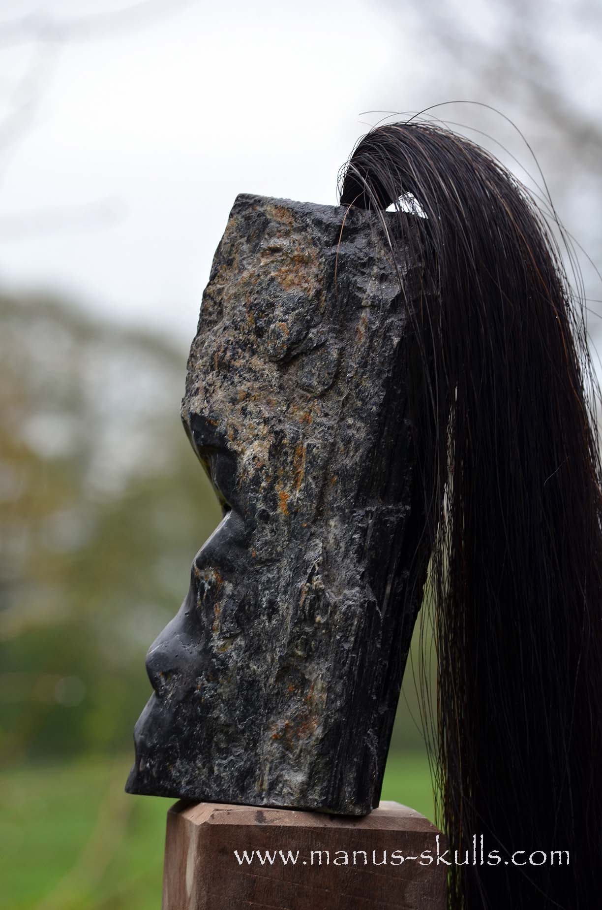 Black Tourmaline Tribal Skull #007