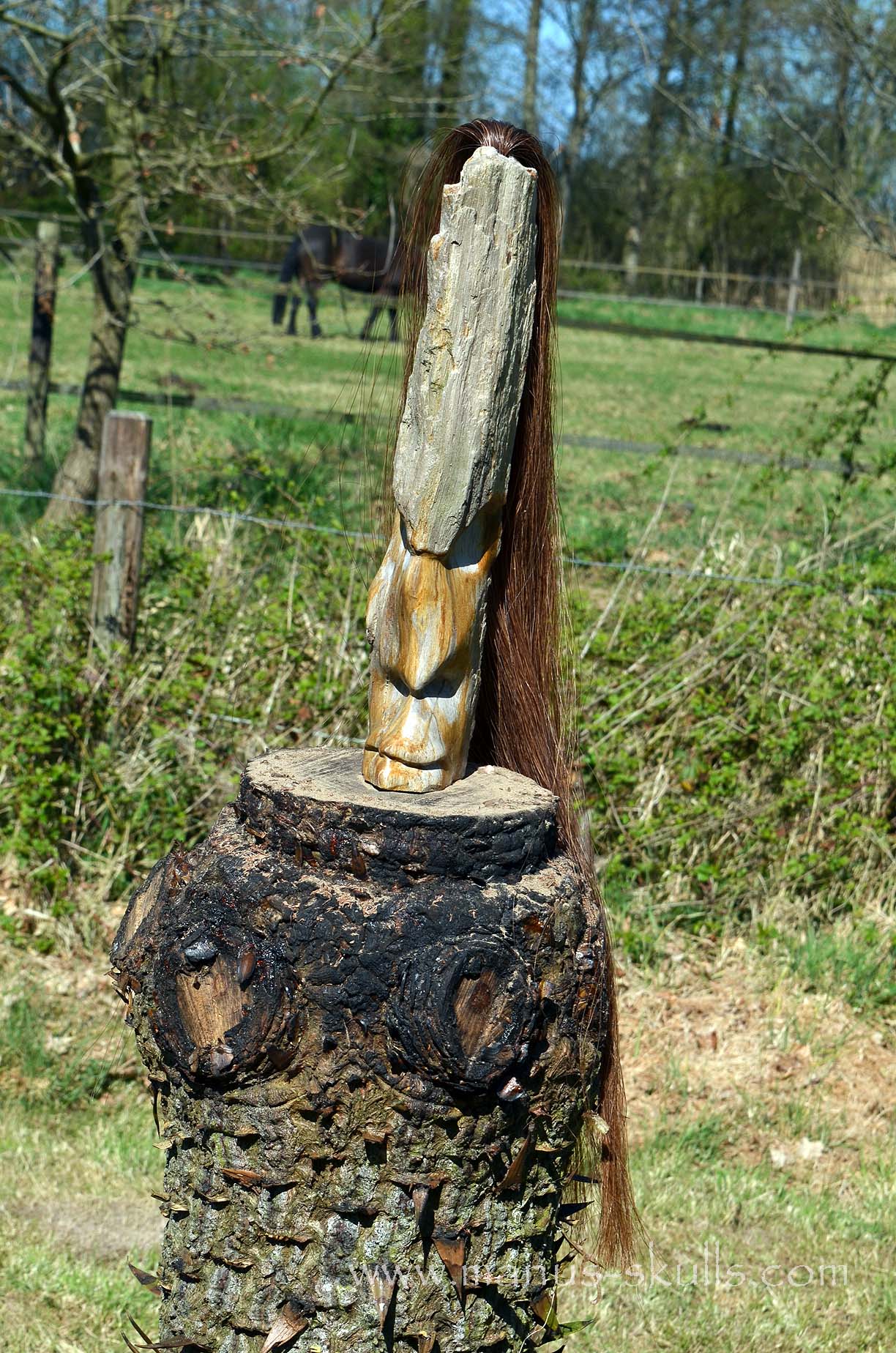 Petrified Wood Tribal Statue #008