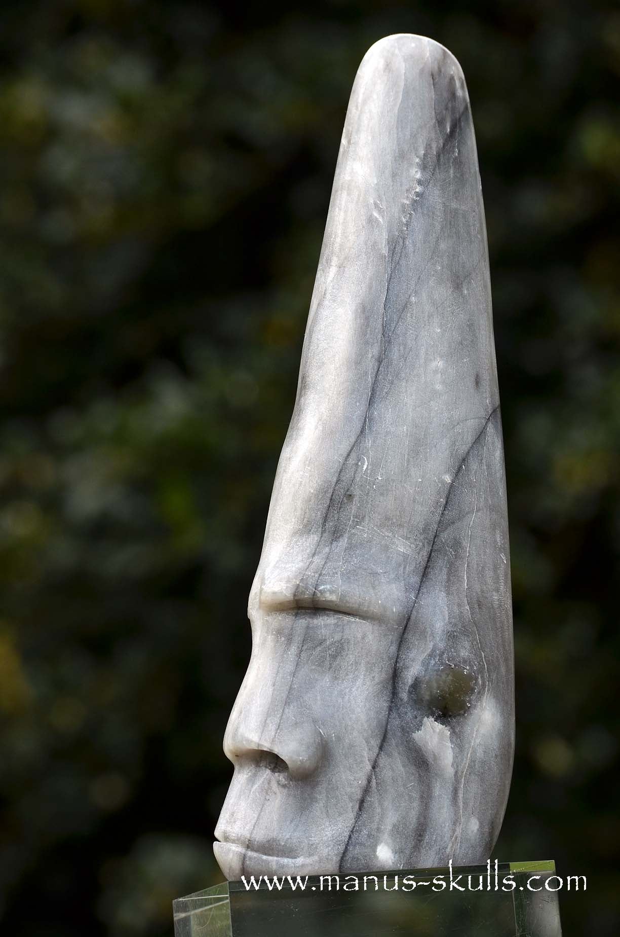 Hairless Grey Steatite Tribal Skull #044