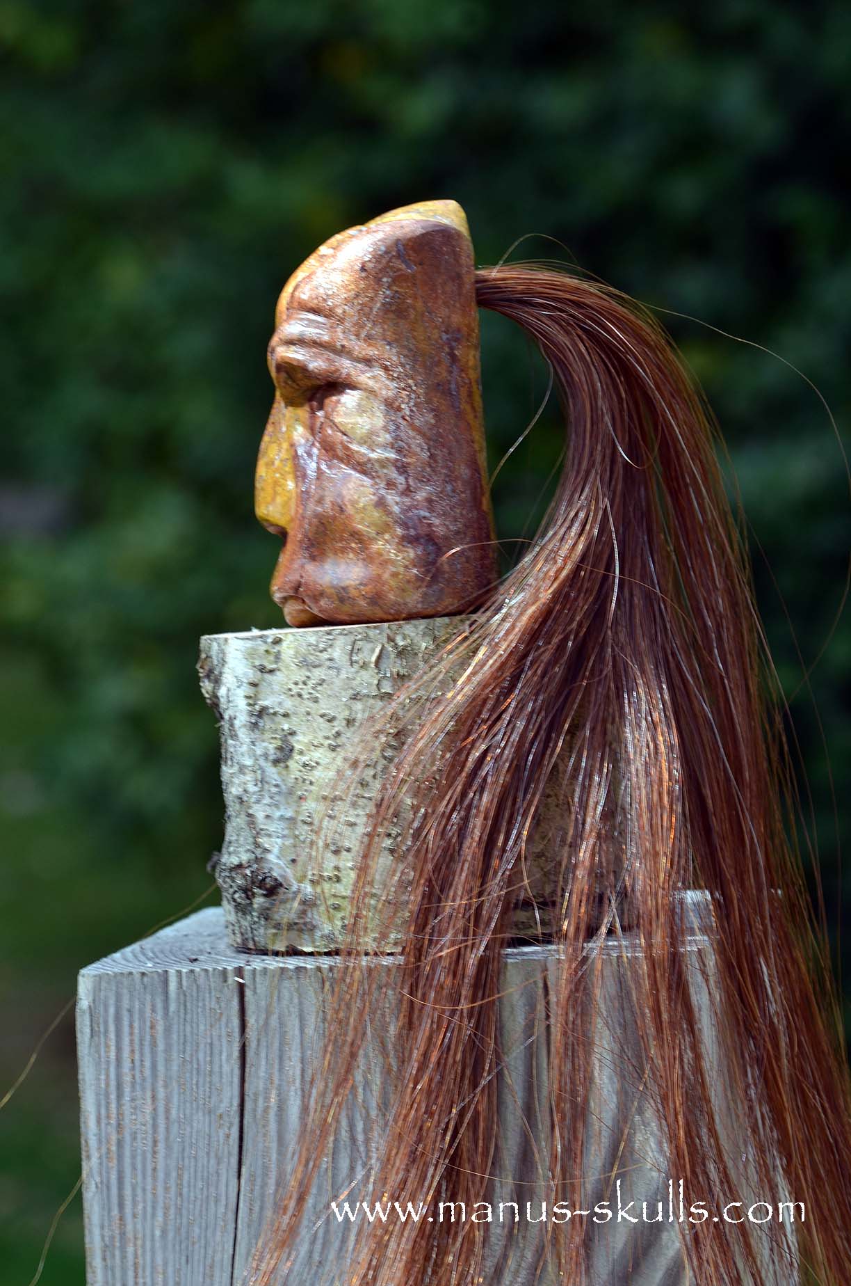 Petrified Palm Wood Tribal Skull #65