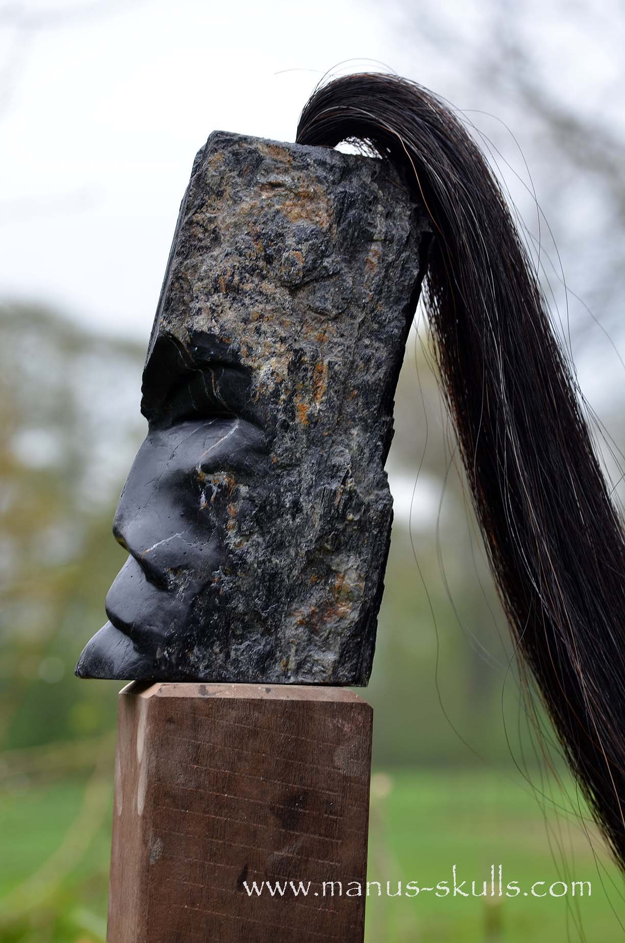 Black Tourmaline Tribal Skull #007