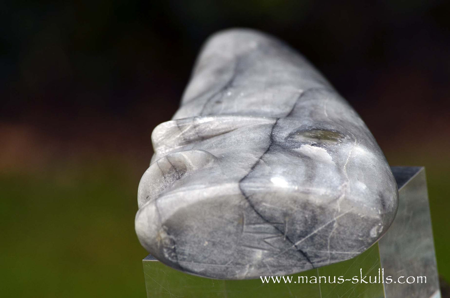 Hairless Grey Steatite Tribal Skull #044