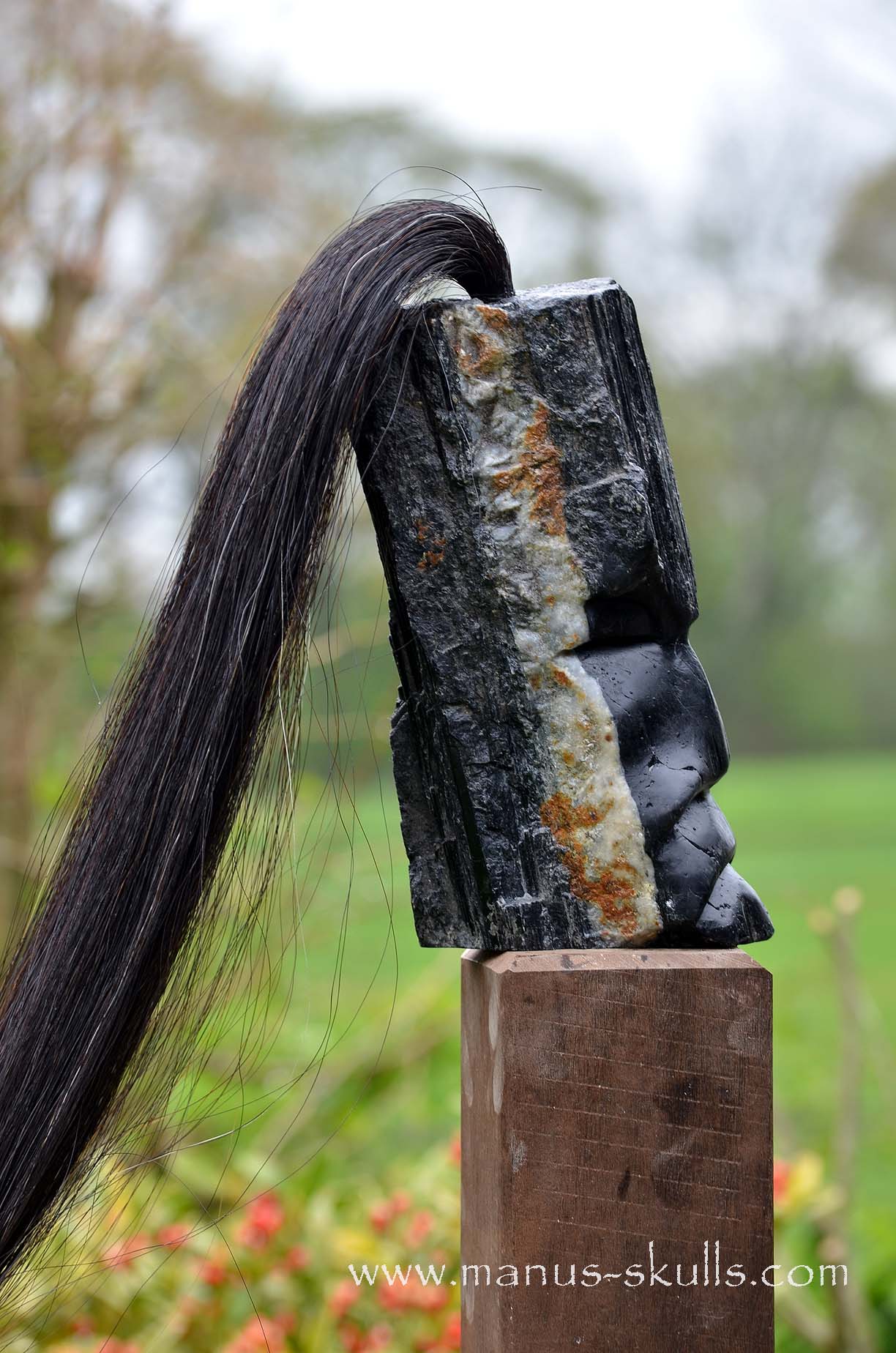 Black Tourmaline Tribal Skull #007