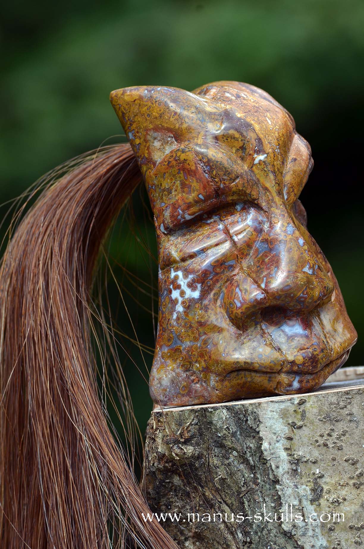 Petrified Palm Wood Tribal Skull #65