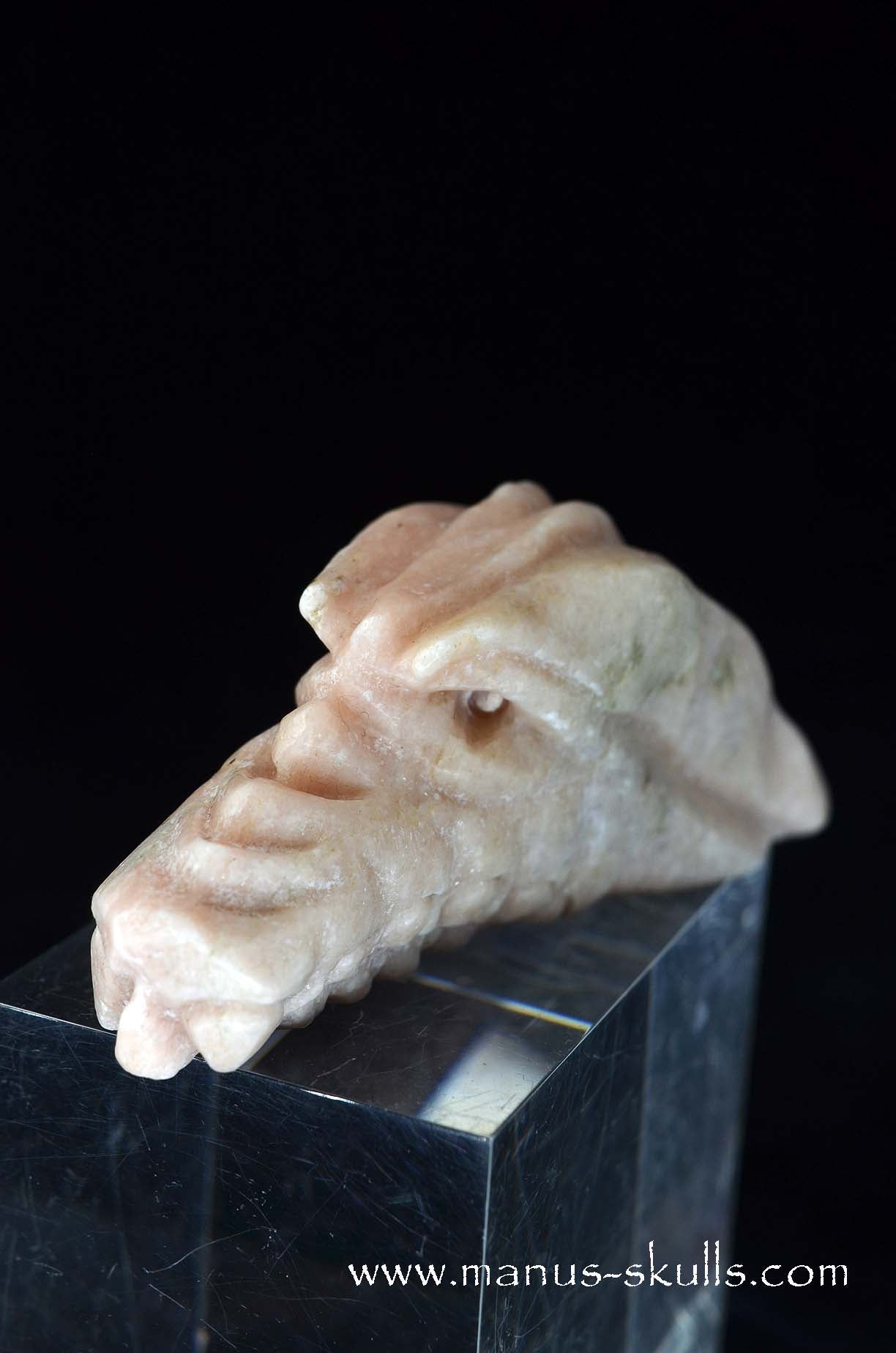 Manus skulls unique Crystal Carvings handmade skulls dragons pendants preseli bluestone tribals spiritual meaning wand Unicorn ..  Pink Solker Marble