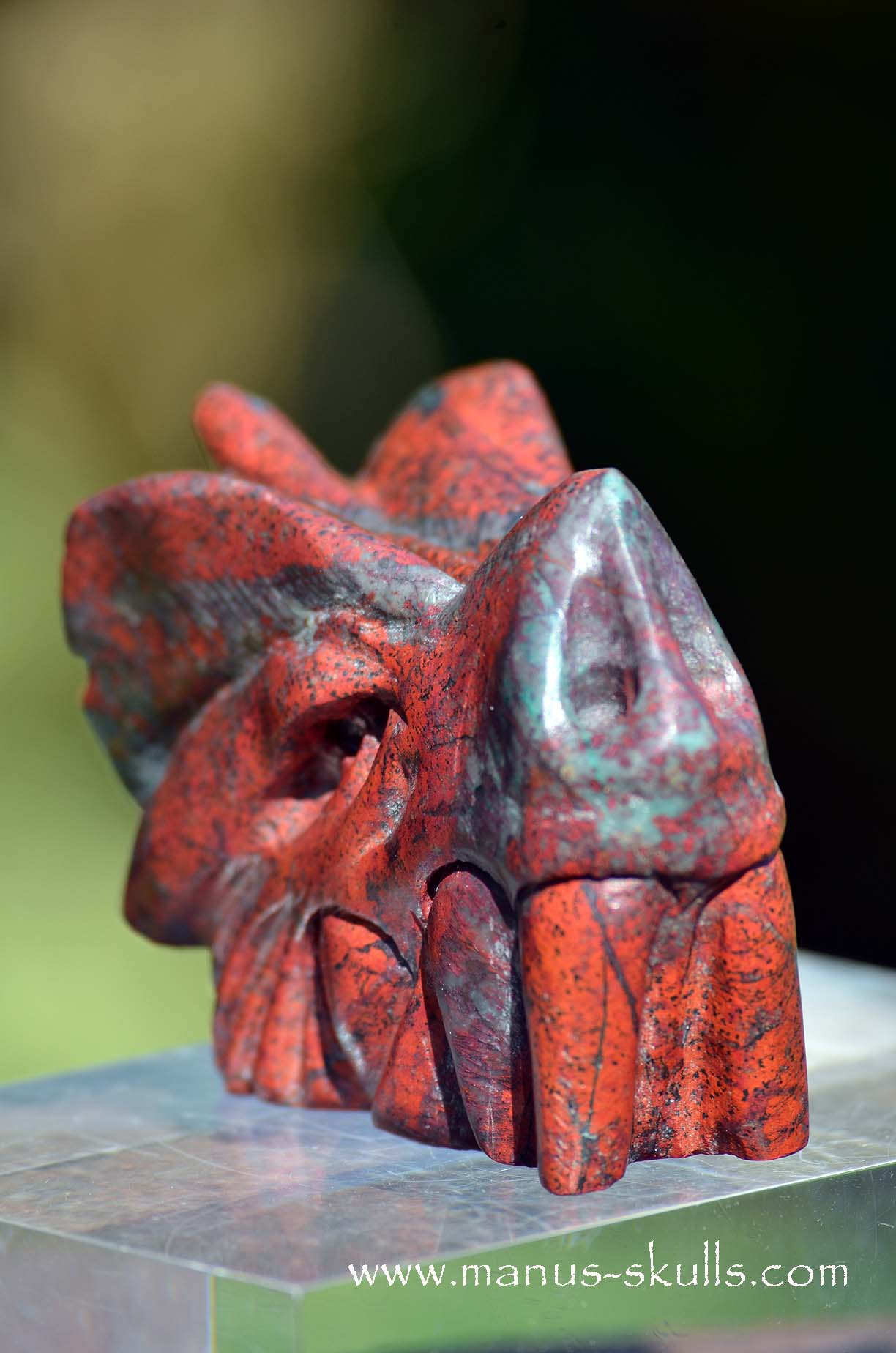 Manus skulls unique Crystal Carvings handmade skulls dragons pendants preseli bluestone tribals spiritual meaning wand Unicorn .. Sonora Sunrise Sunset Jasper