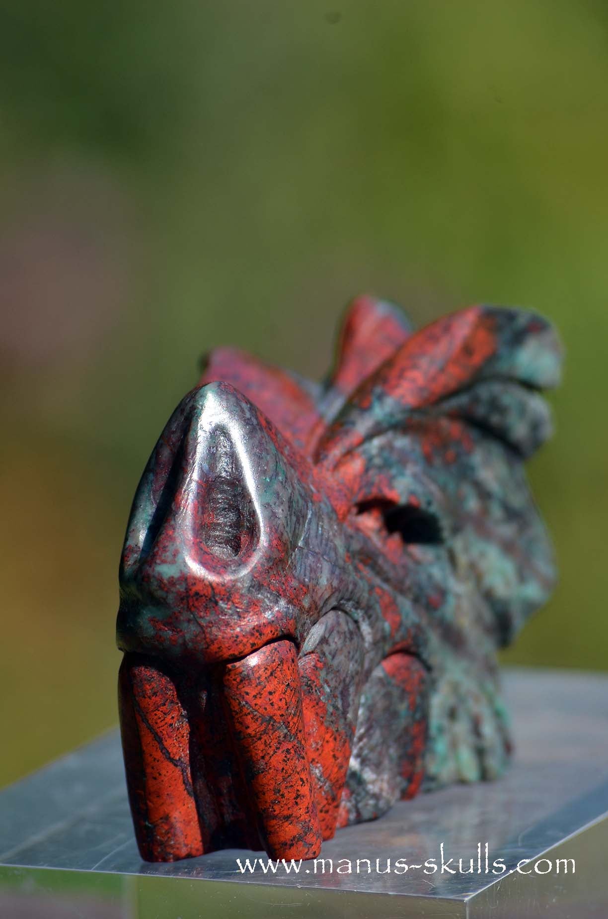 Manus skulls unique Crystal Carvings handmade skulls dragons pendants preseli bluestone tribals spiritual meaning wand Unicorn .. Sonora Sunrise Sunset Jasper