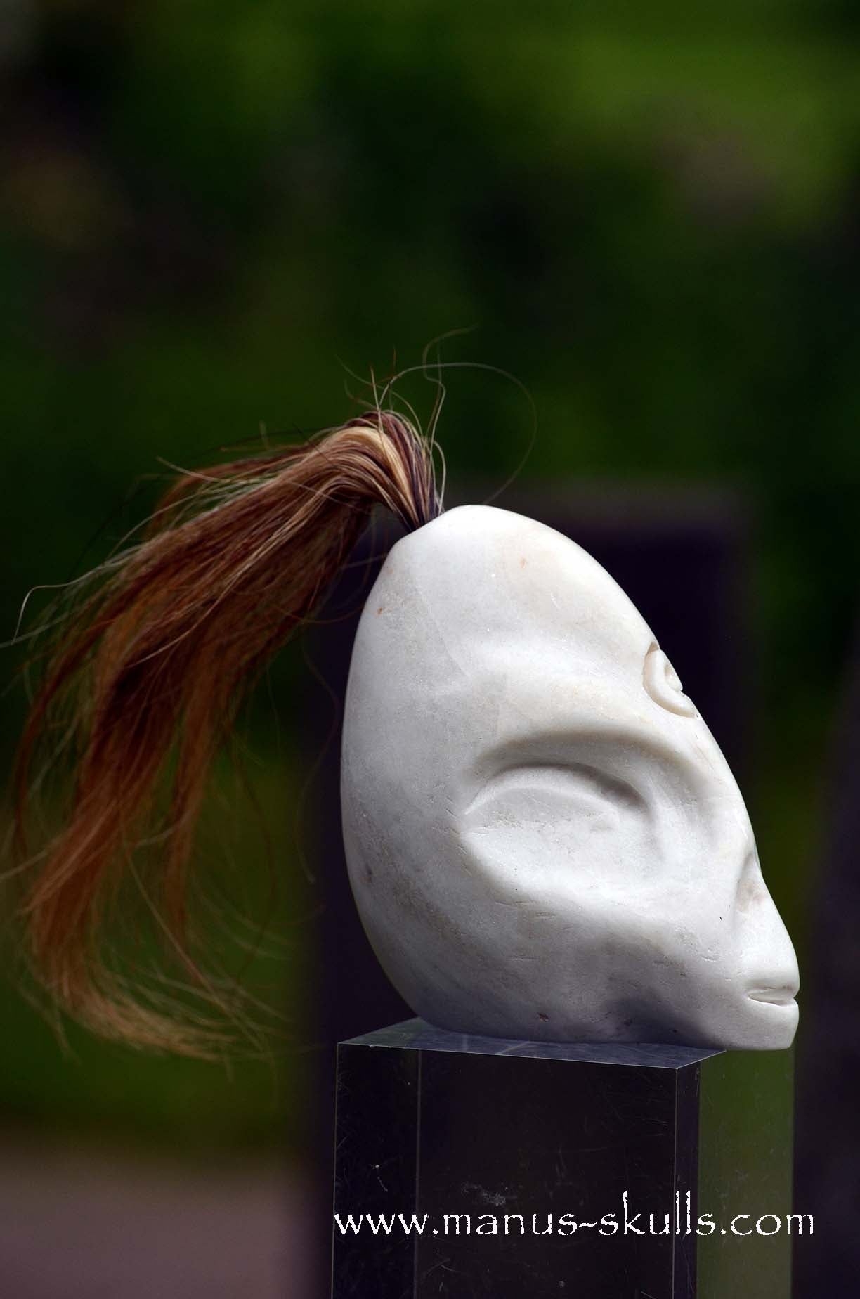 White Steatite Tribal Skull Spiral #047