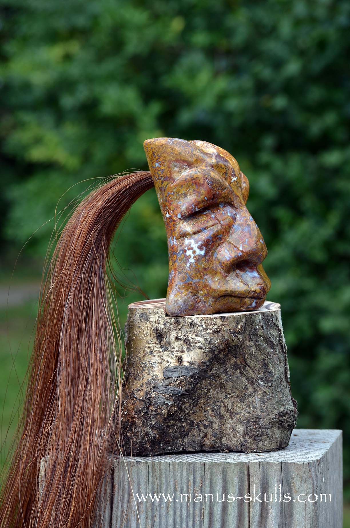 Petrified Palm Wood Tribal Skull #65