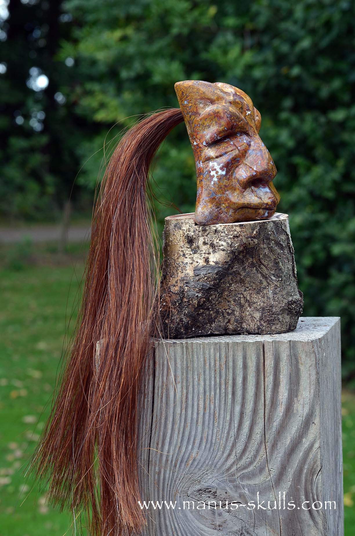 Petrified Palm Wood Tribal Skull #65