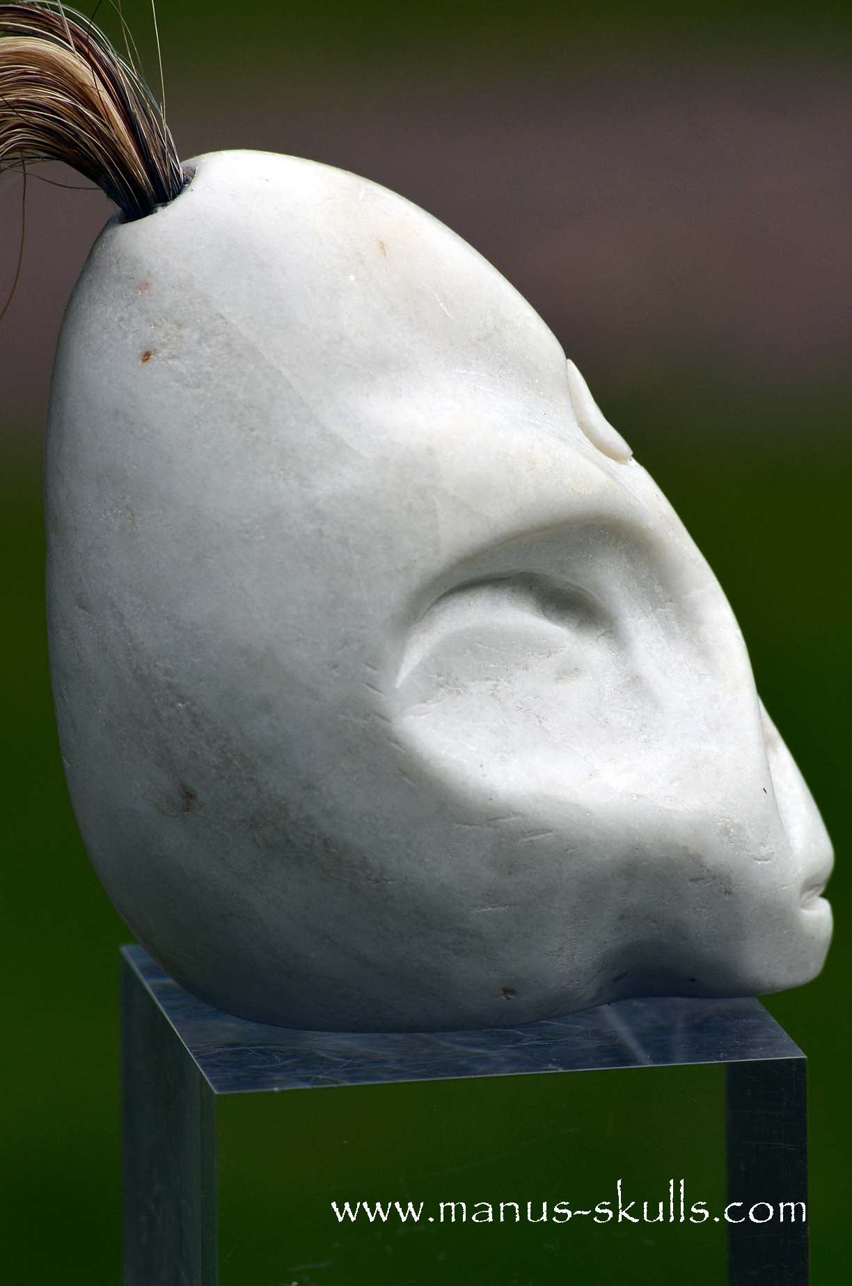 White Steatite Tribal Skull Spiral #047