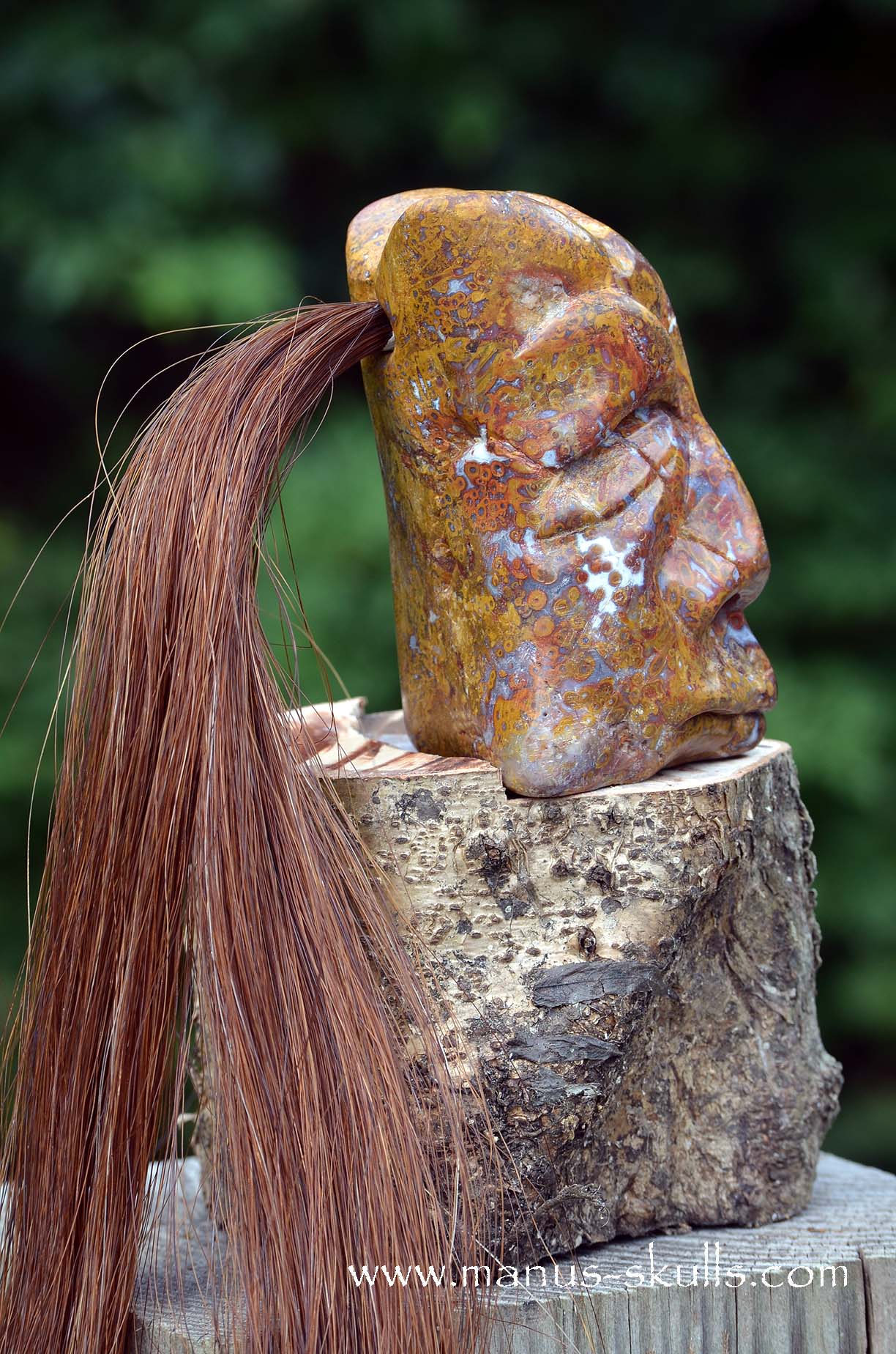 Petrified Palm Wood Tribal Skull #65