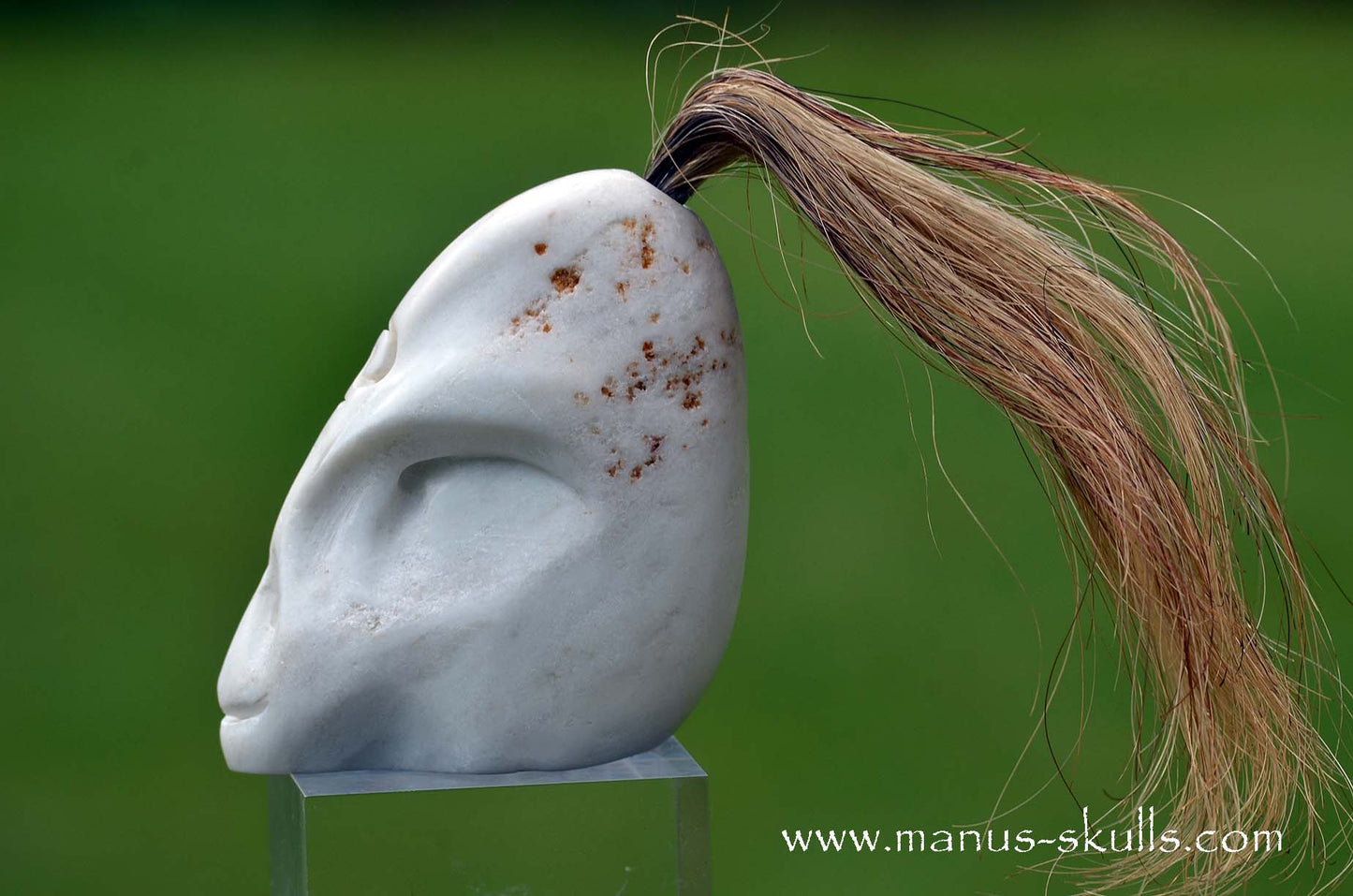 White Steatite Tribal Skull Spiral #047