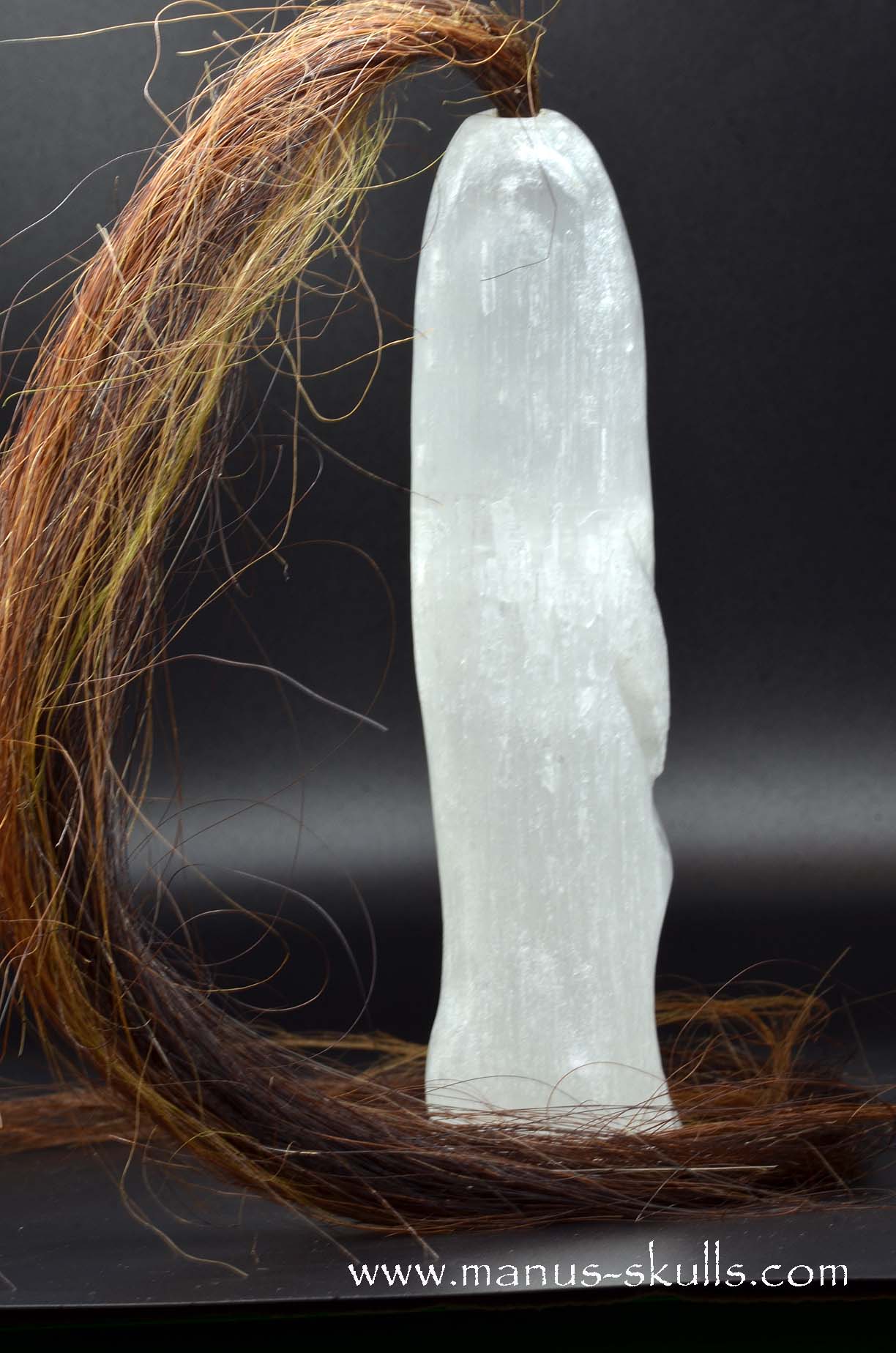 White Selenite Tribal Skull #036