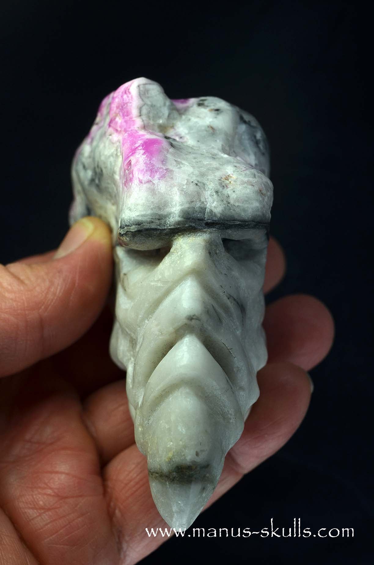 Manus skulls unique Crystal Carvings handmade skulls dragons pendants preseli bluestone tribals spiritual meaning wand Unicorn .. cobalto calcite bird