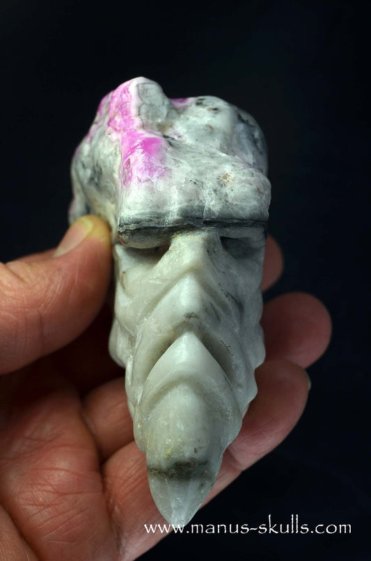 Manus skulls unique Crystal Carvings handmade skulls dragons pendants preseli bluestone tribals spiritual meaning wand Unicorn .. cobalto calcite bird