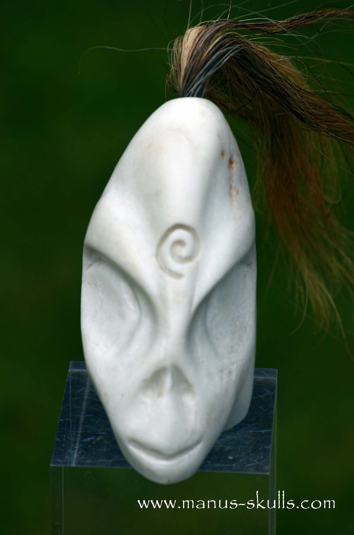 White Steatite Tribal Skull Spiral #047