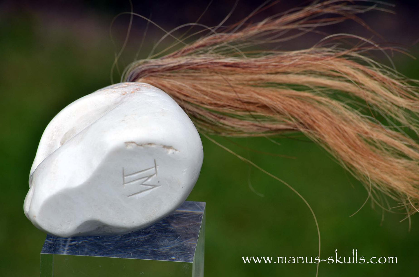 White Steatite Tribal Skull Spiral #047