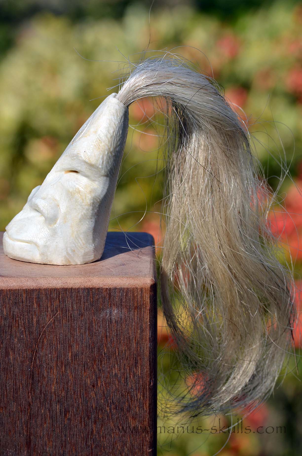 White Steatite Tribal Skull Spiral  #025