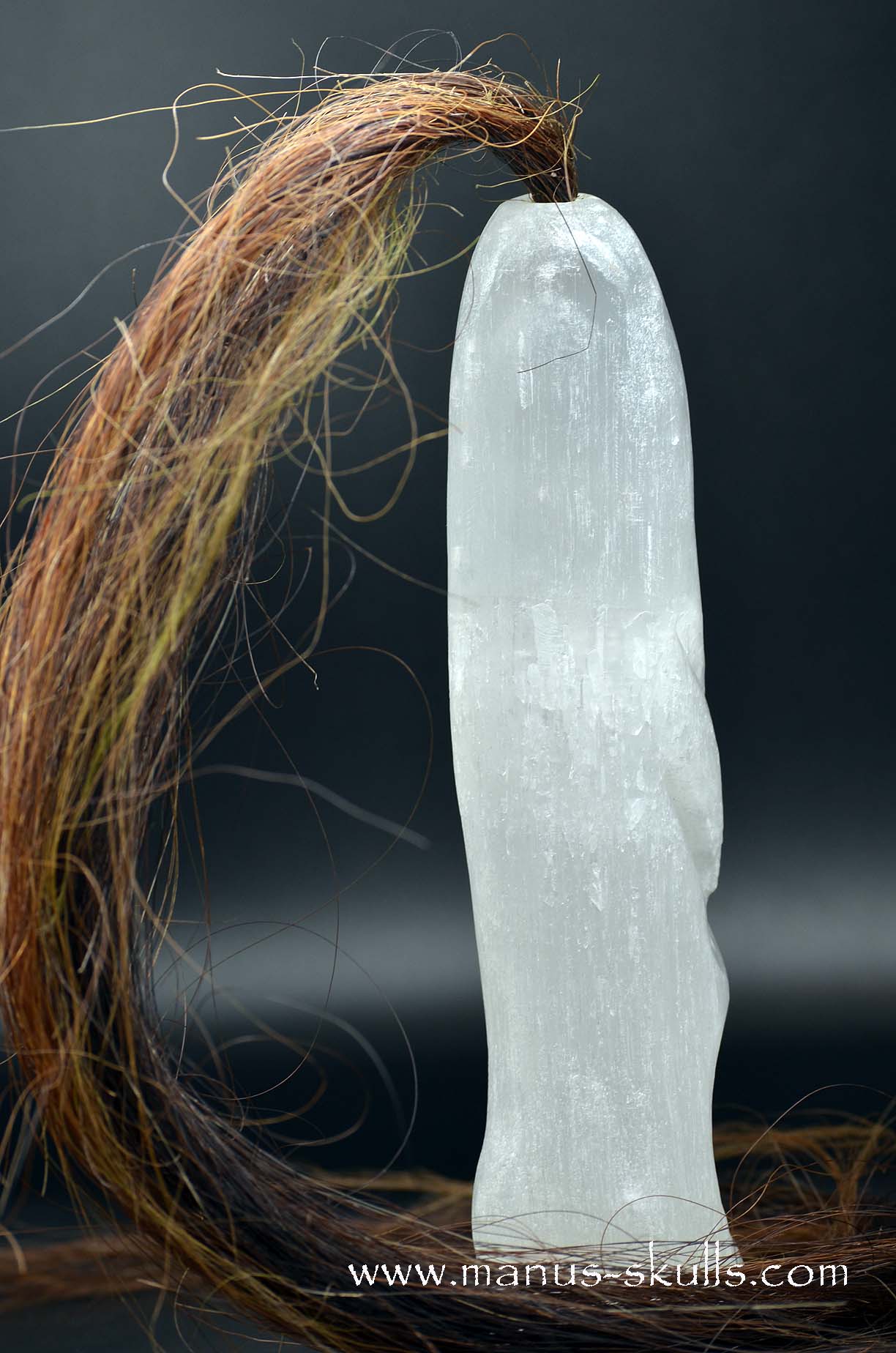 White Selenite Tribal Skull #036