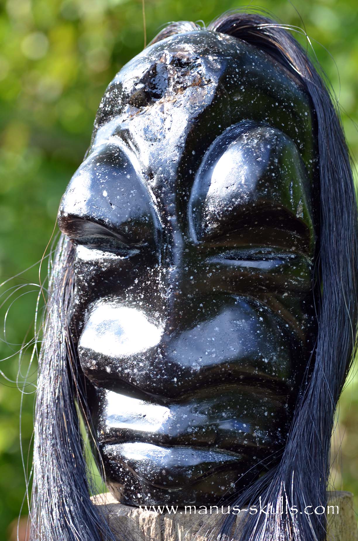 Spiderweb Obsidian Tribal Skull Chief #068