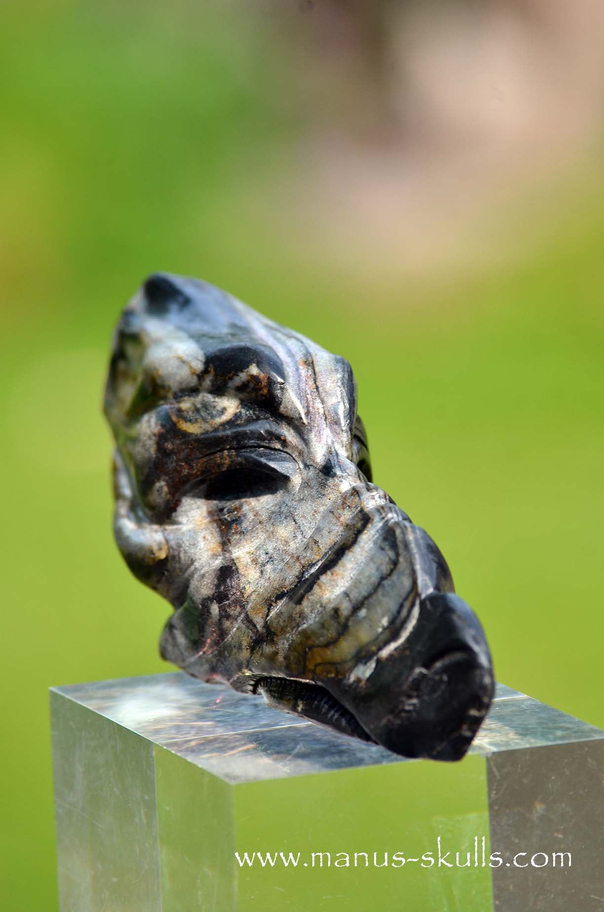 Manus skulls unique Crystal Carvings handmade skulls dragons pendants preseli bluestone tribals spiritual meaning wand Unicorn .. isua