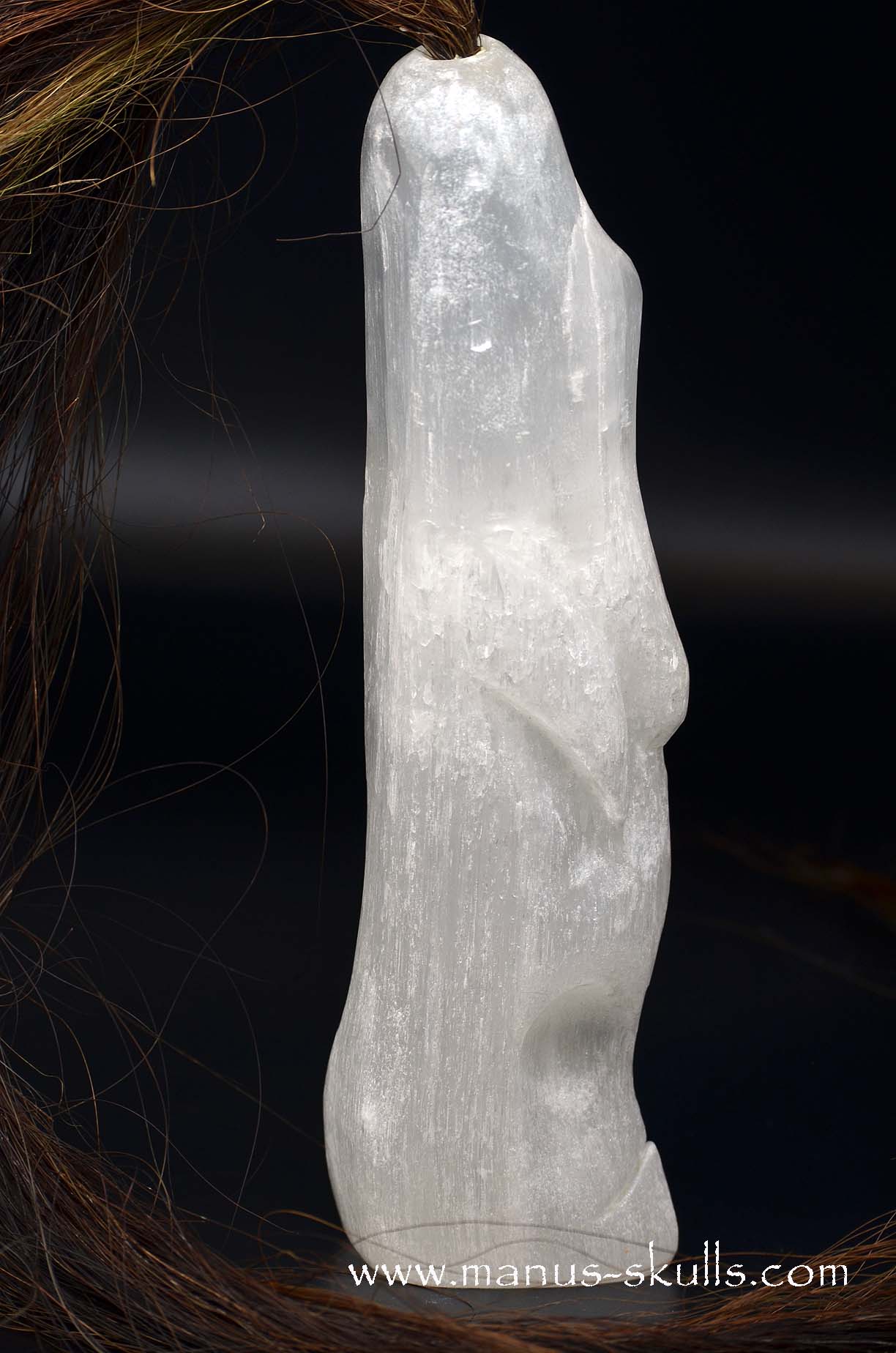 White Selenite Tribal Skull #036