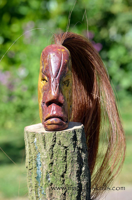 Red ~Yellow ~ Green Jasper Tribal Skull #50