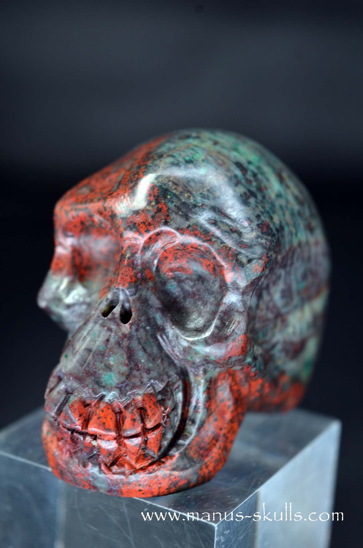 Manus skulls unique Crystal Carvings handmade skulls dragons pendants preseli bluestone tribals spiritual meaning wand Unicorn .. Sonora Sunrise Sunset Jasper