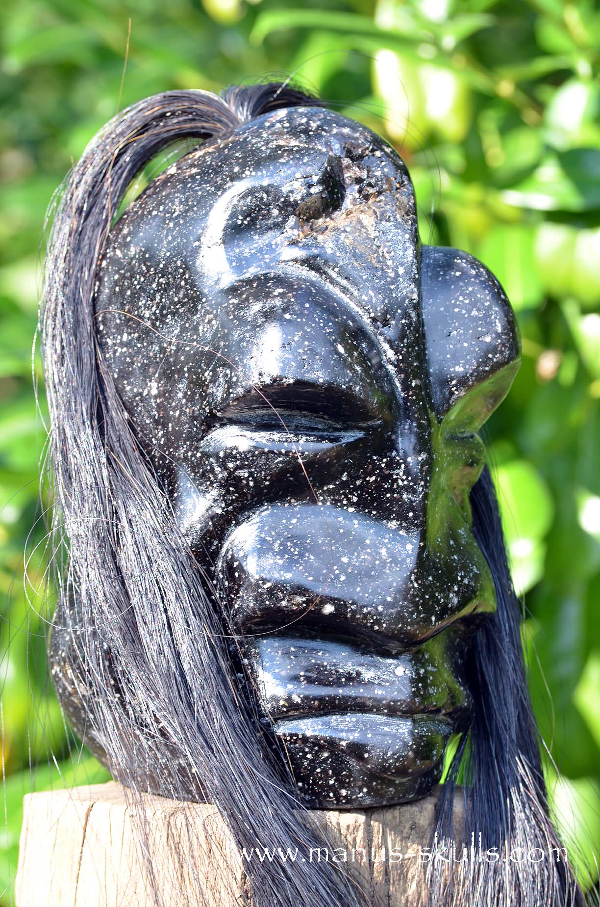 Spiderweb Obsidian Tribal Skull Chief #068