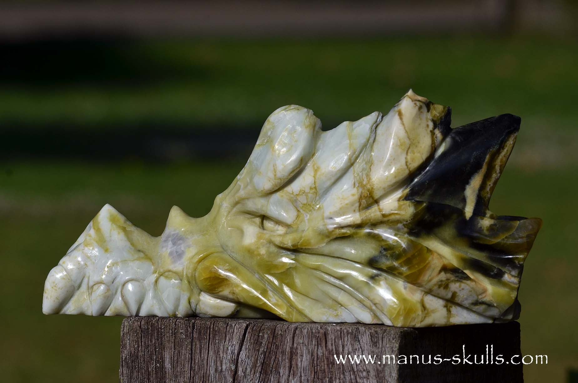 Manus skulls unique Crystal Carvings handmade skulls dragons pendants preseli bluestone tribals spiritual meaning wand Unicorn .. Connemara marble