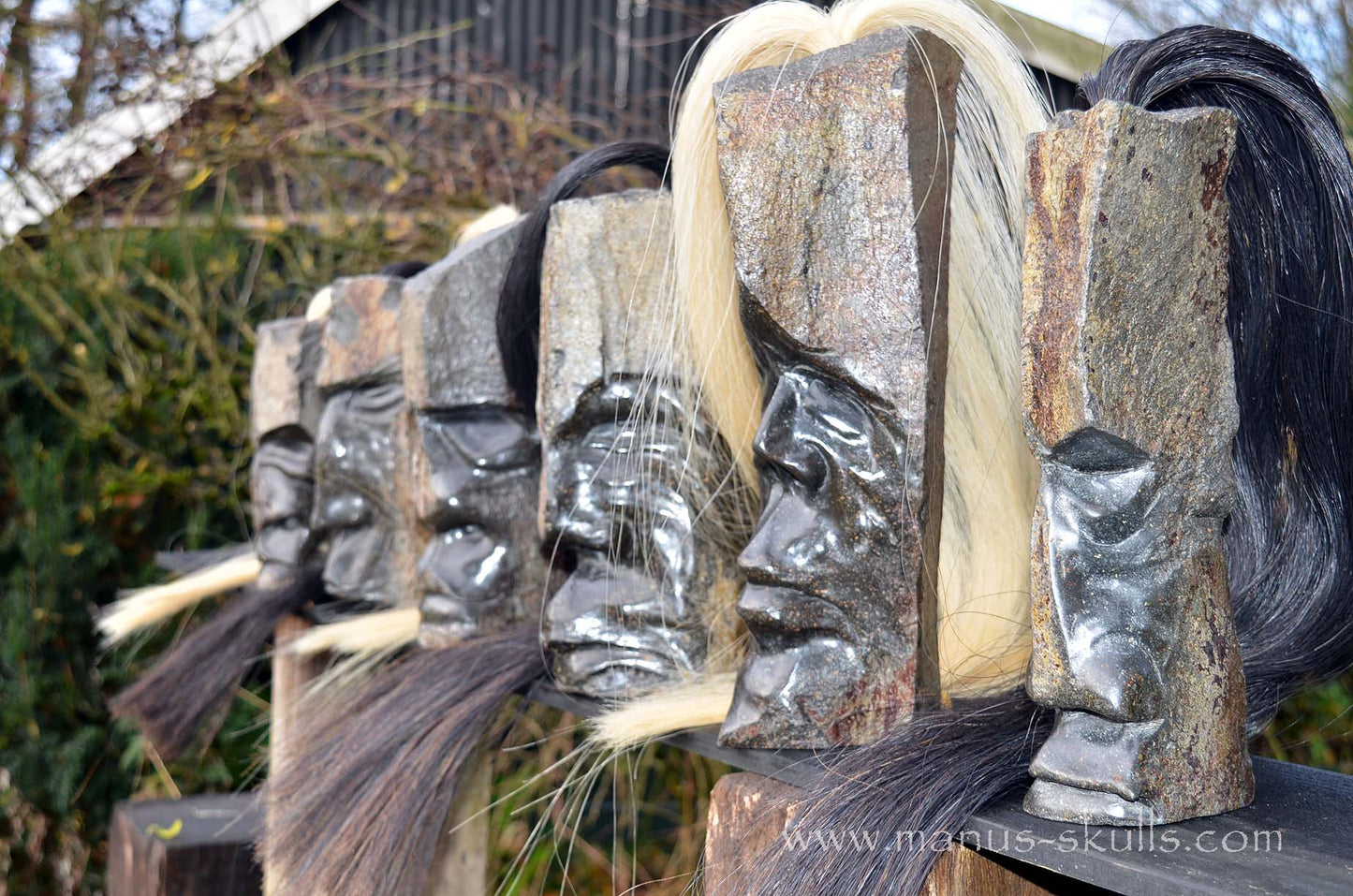 Hexagonal Basalt Tribal Skull #77