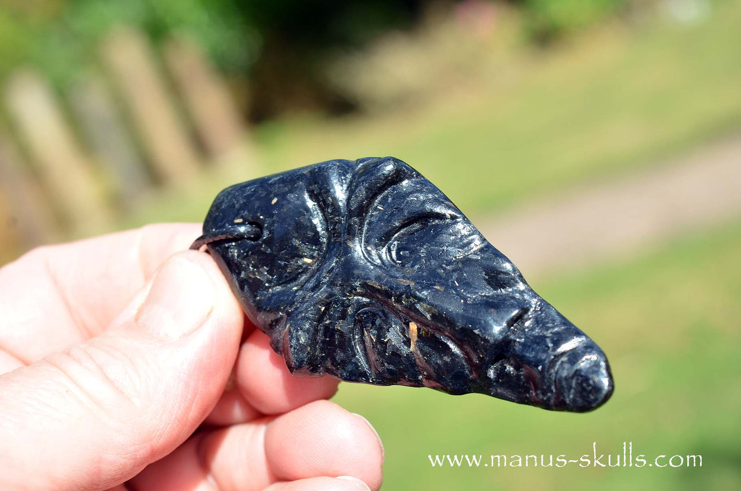 Large Nuummite Tribal Pendant with Libyan Desert Glass Slide bead.
