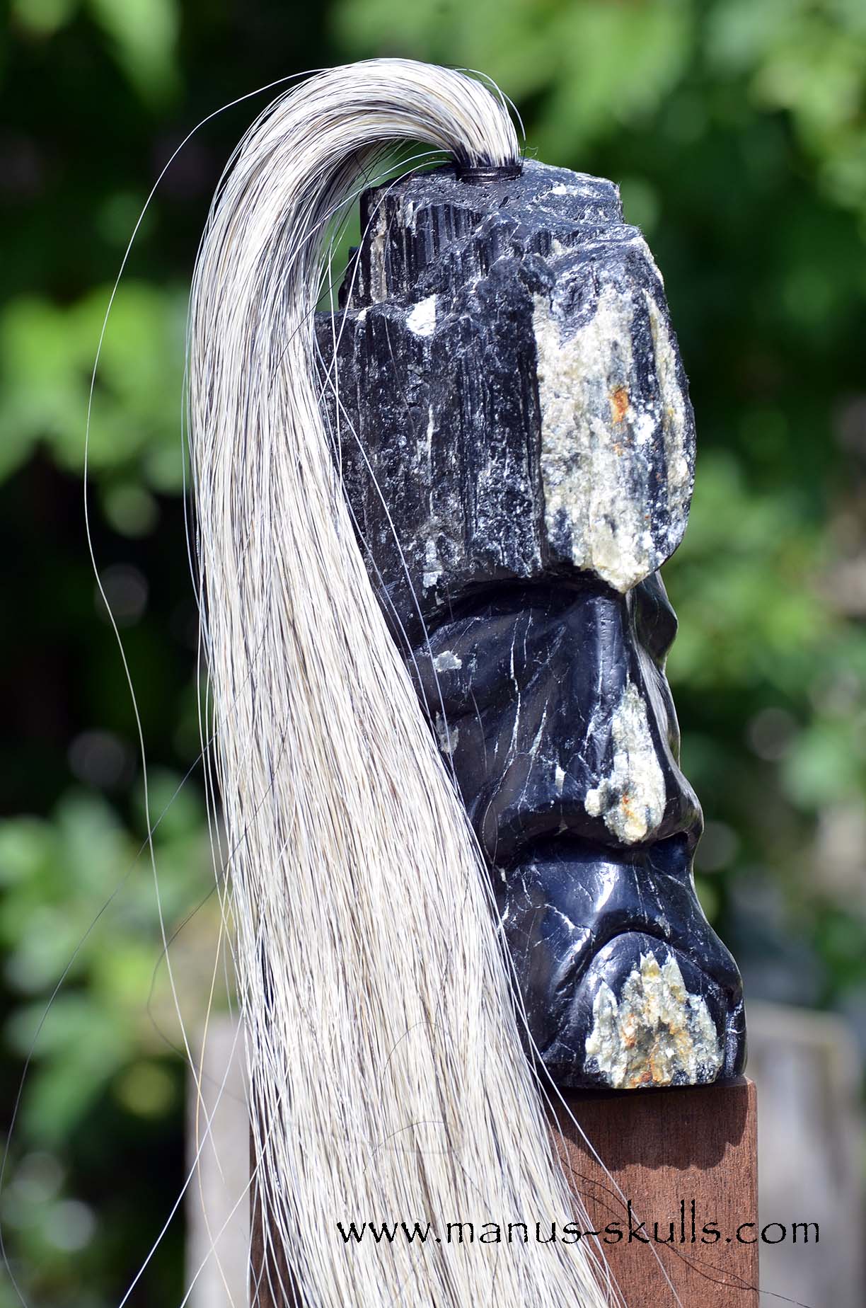 Black Tourmaline Tribal Skull #051
