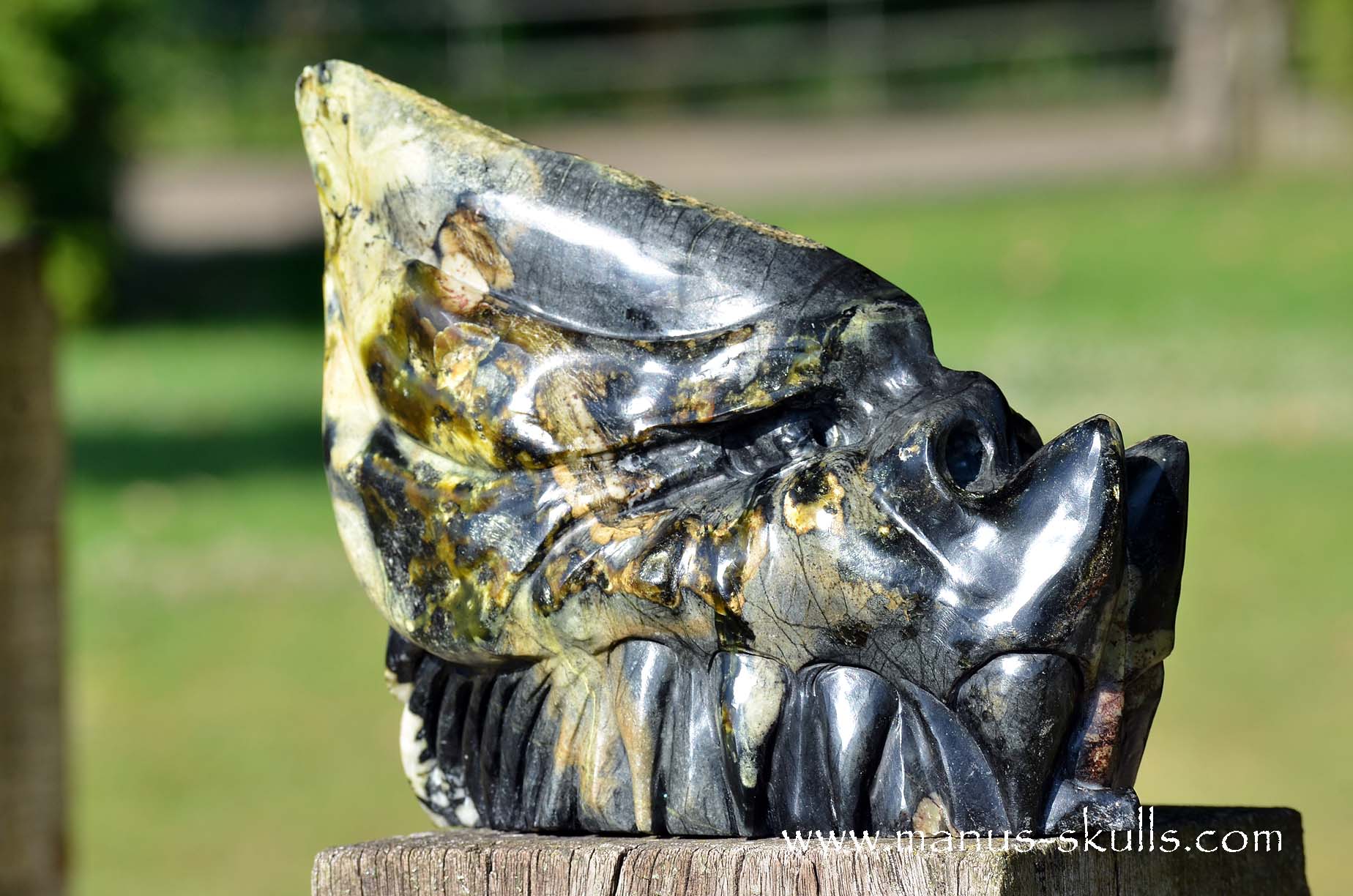 Manus skulls unique Crystal Carvings handmade skulls dragons pendants preseli bluestone tribals spiritual meaning wand Unicorn .. Connemara marble