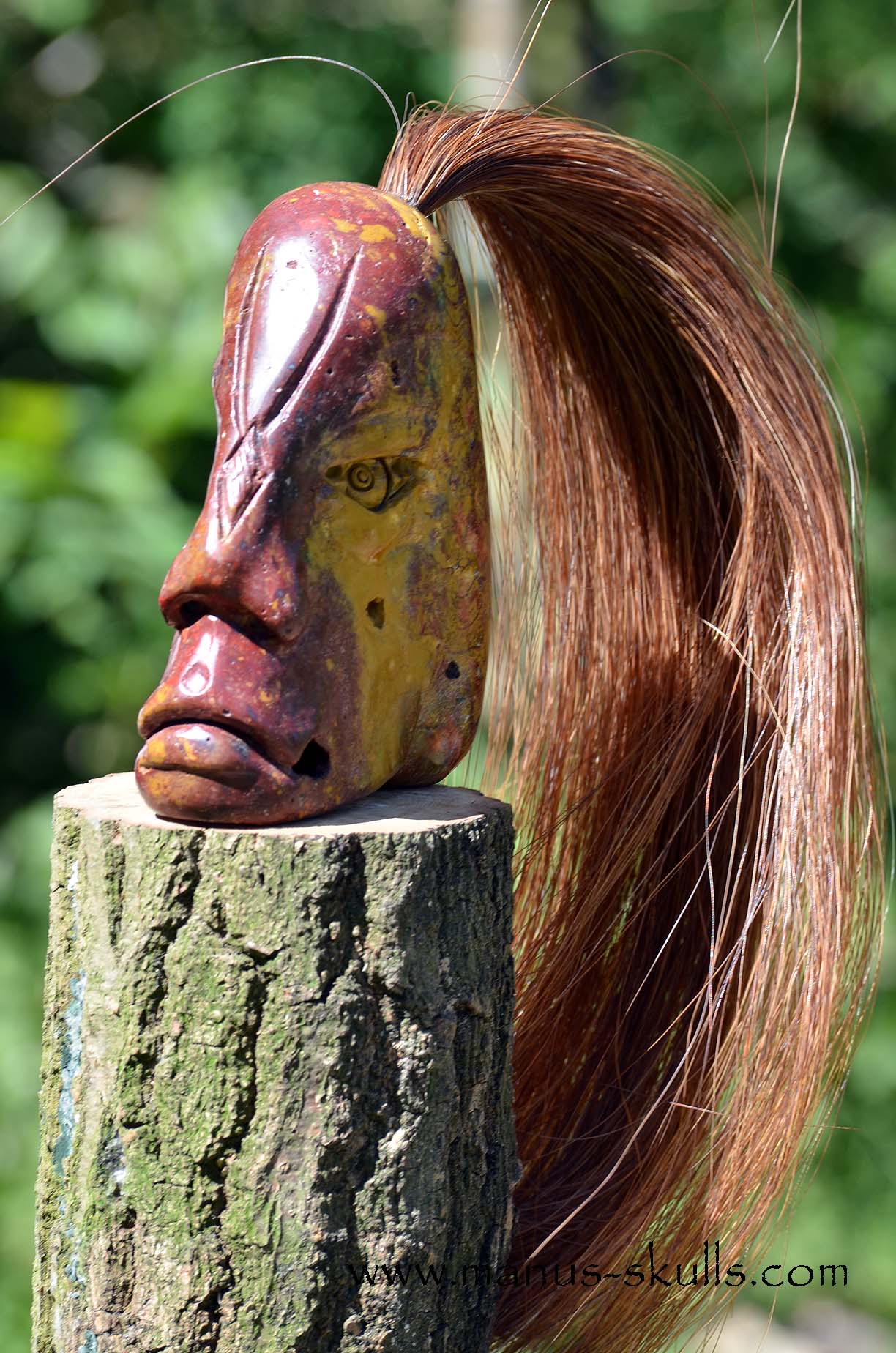 Red ~Yellow ~ Green Jasper Tribal Skull #50