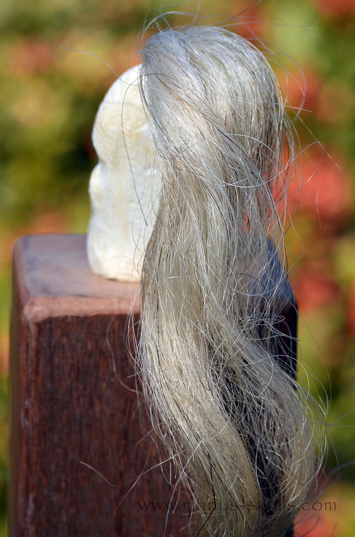 White Steatite Tribal Skull Spiral  #025