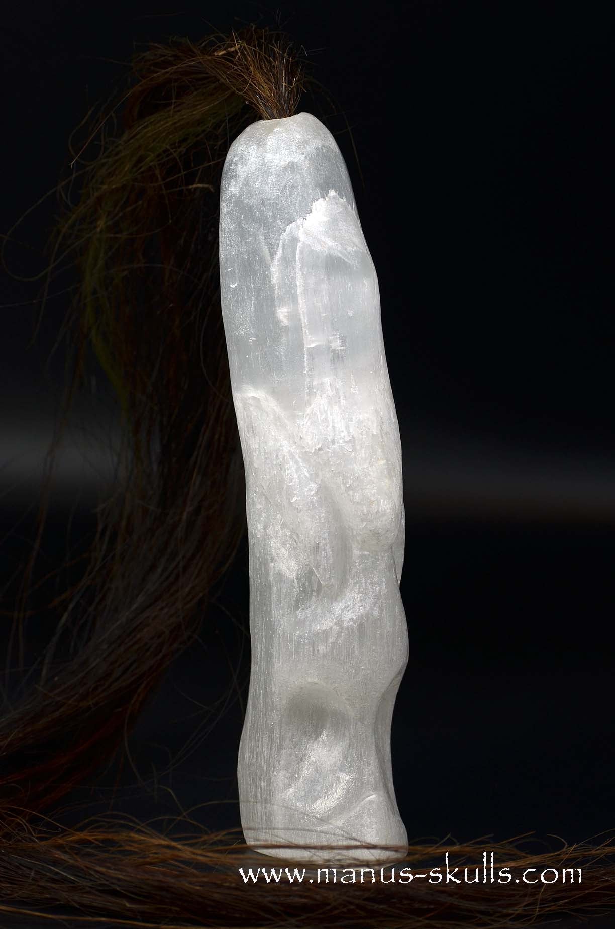 White Selenite Tribal Skull #036