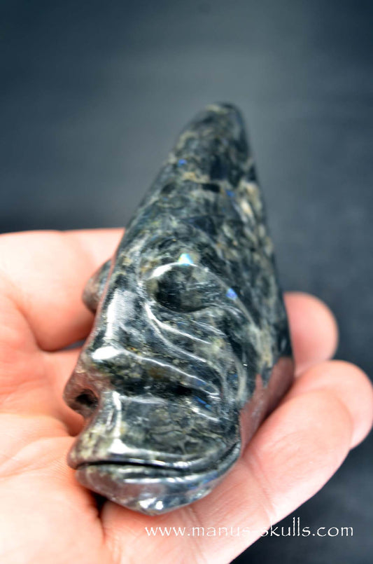 Manus skulls unique Crystal Carvings handmade skulls dragons pendants preseli bluestone tribals spiritual meaning wand Unicorn .. spectrolite