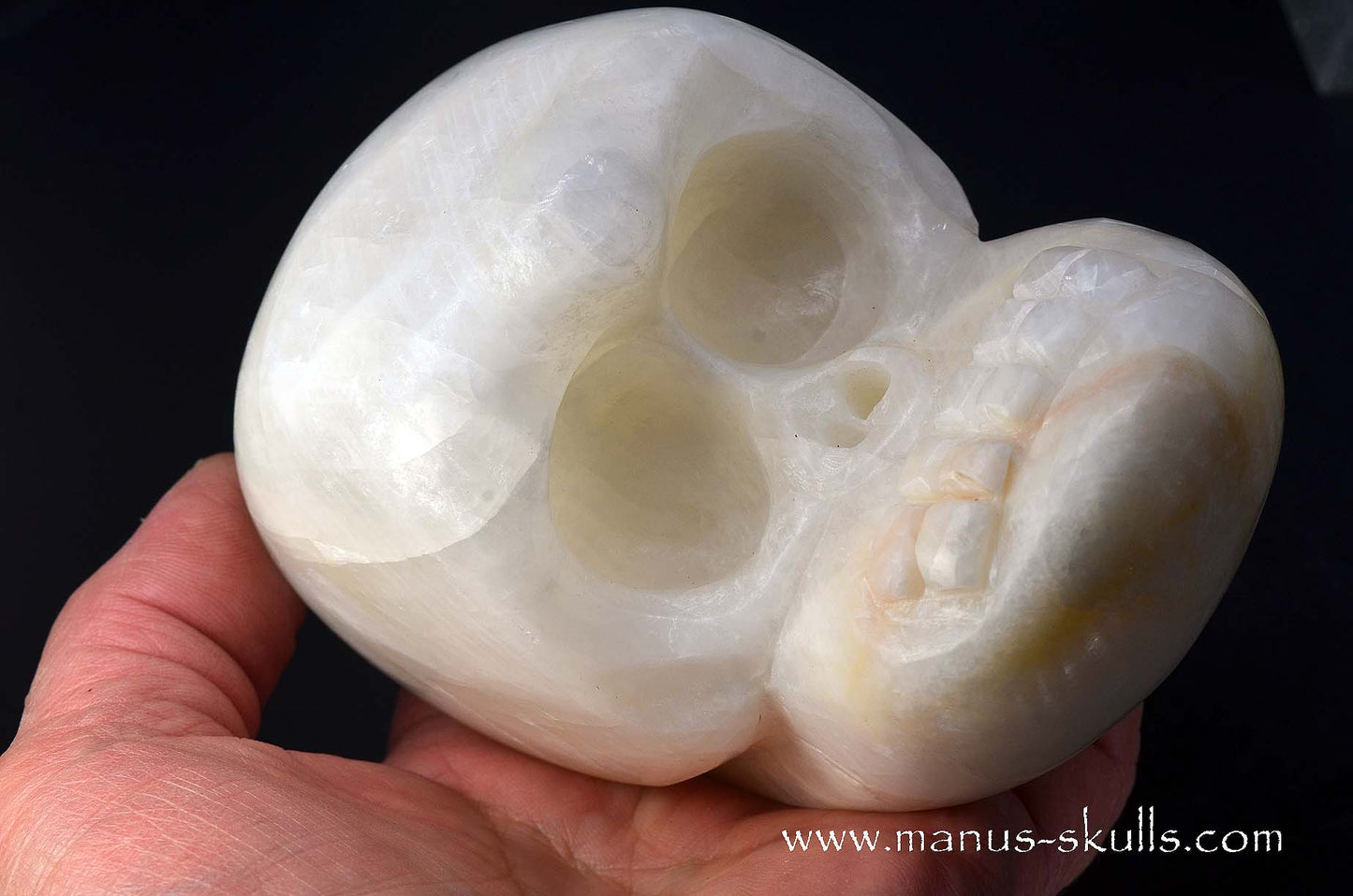 White Calcite Evolian Skull #06