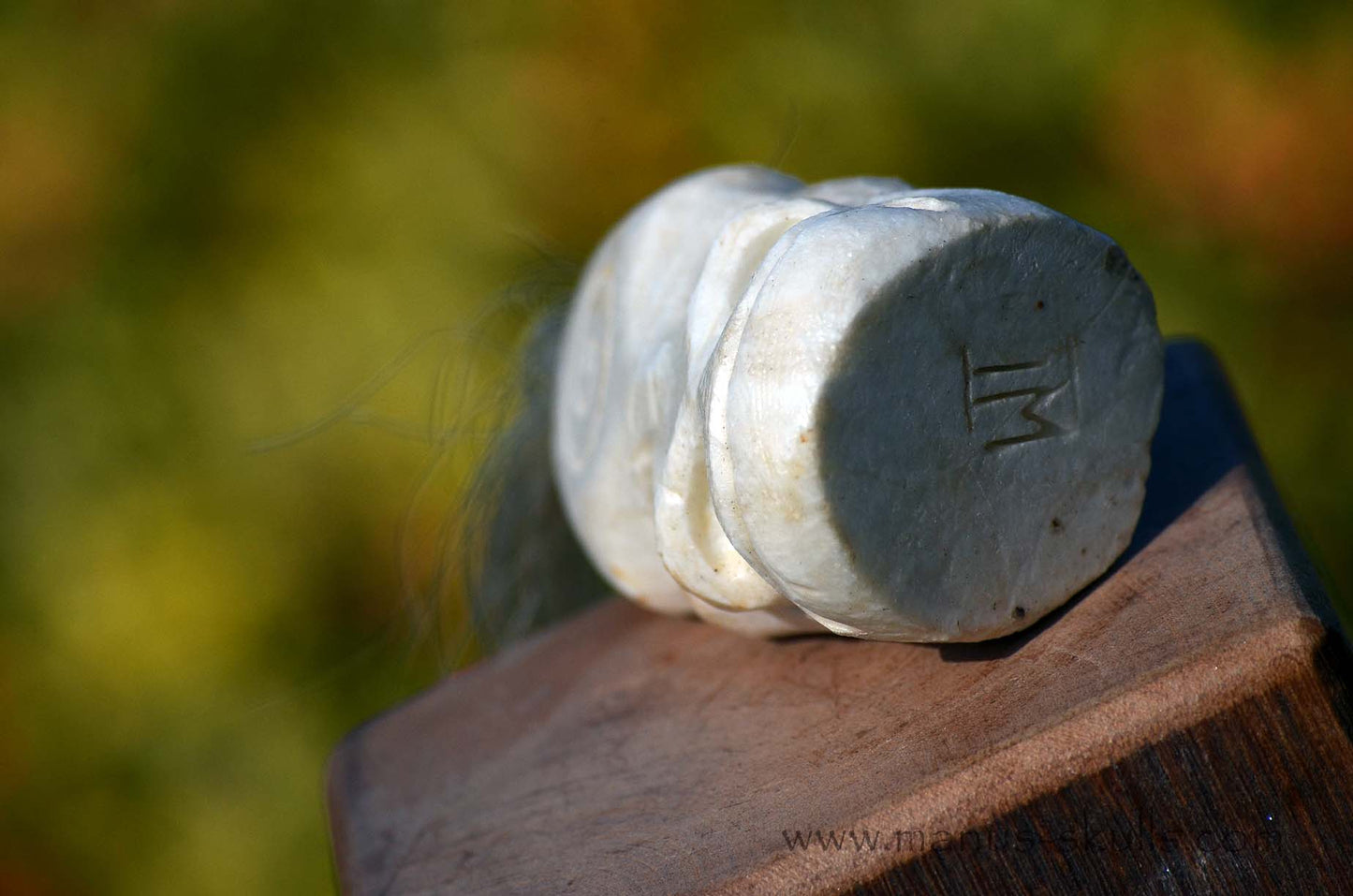 White Steatite Tribal Skull Spiral  #025